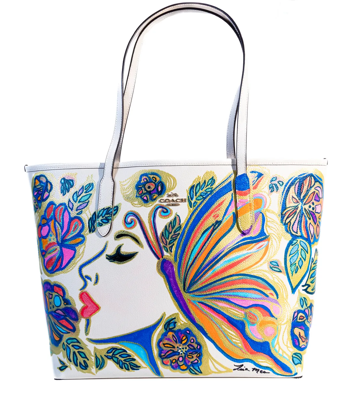 Lot 105: Lisa Mee (American, b.1974)Lisa Mee X Coach Multicolor on White City Tote