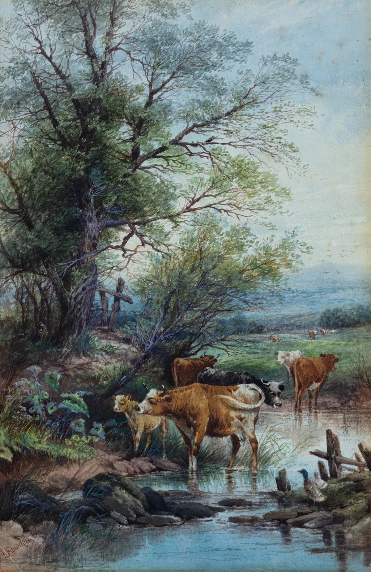 Lot 101: Thomas Rowden (British, 1842–1926)Cattle Watering